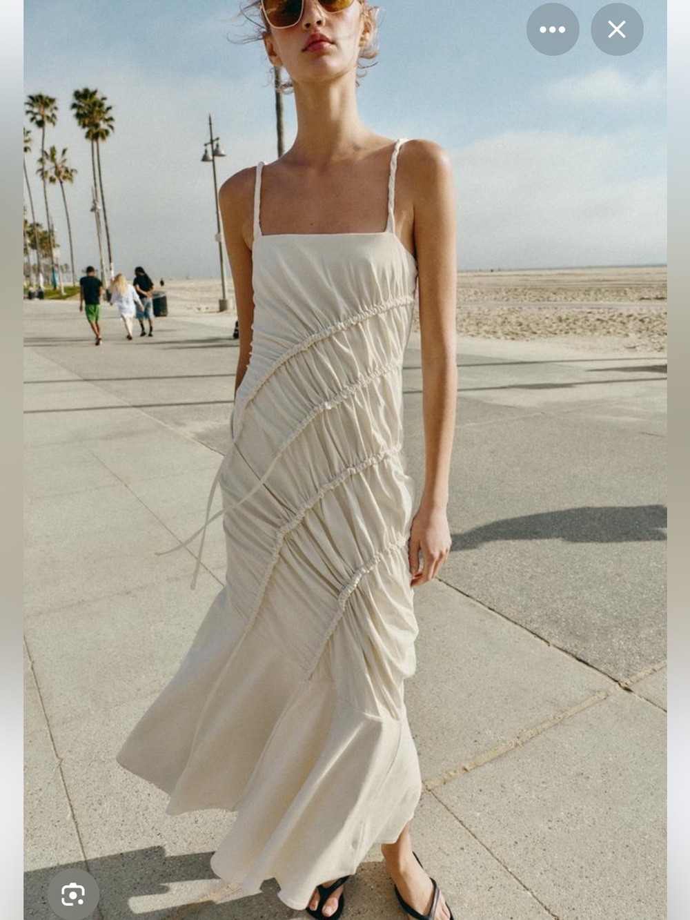 ZARA Oyster White Draped Maxi Skirt